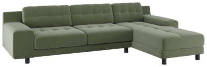 11493c58f7f24f8a648016bdb9b427bdaeff88038a70008f212bf6146bcdb719.jpg An Image of Habitat Hendricks Right Corner Velvet Chaise - Sage Green
