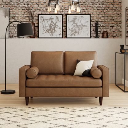 193779f0a8d0db5f09b9bcc4dd84bc9def330c637fdec3ea3df9e47089fd1321.jpg An Image of Alfie Faux Leather 2 Seater Sofa Mocha