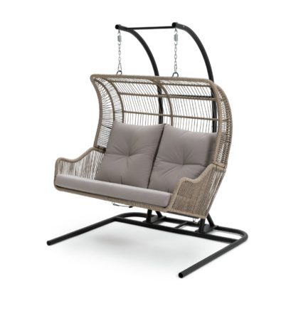 2156ec0867cdc2ca955f14bcd25cc1d12d91e899d0519e7a14c058ffc7bb900d.jpg An Image of Habitat Malta Double Steel Garden Hanging Chair - Beige