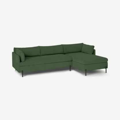 302c9e2337e326b640e51bf461913a7497ae49c20f5d8787fd2dd87c06255fb9.png An Image of Zarina Right Hand Facing Chaise End Corner Sofa Bed, Meadow Corduroy Velvet