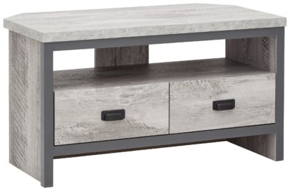 350a509c6e65a34cdef10fd97ac92a22bd9203bc495be3d85fd6039953fb9ad9.jpg An Image of Boston 2 Drawer Corner TV Unit - Grey
