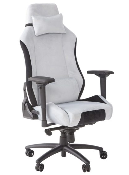 37fa0386a992d6dd0858cd02c6a69d09486ea4353e75c2cbd38d732694c04c78.jpg An Image of X Rocker Messina Fabric Gaming Office Chair - Silver