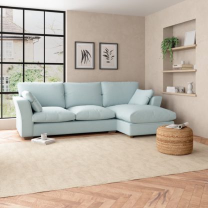3a556d8c6dff062b5ac67d25b4a185db78ce44aaf6794e2260dc3799a0a633ca.jpg An Image of Blakeney Slub Cotton Corner Sofa Bed Slub Cotton Blend Light Mineral