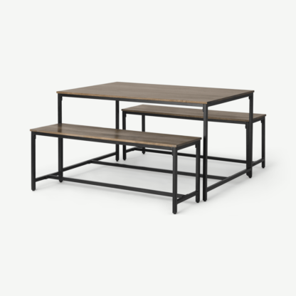 3af25b841cafa8717657d9e30af7d2be8253492c6954efceea109d570ec0880f.png An Image of Lomond Compact Dining Table and Bench Set, Mango Wood and Black