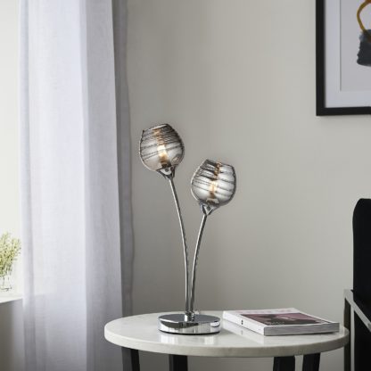 3cac1f5978fade1e0bb959d9862141670765520170fffa8bcb519aae228cecfd.jpg An Image of Marple Table Lamp - Chrome & Smoke