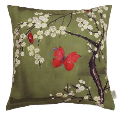 4b9c9038cfb3dc92050319debf95104cd386a3a09068b75f0b87392c4a68bc83.jpg An Image of Angel Strawbridge Blossom Butterfly Cushion Basil - 45x45cm