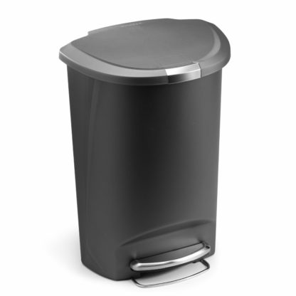 5405ba6fef64e666ae1652f69e9e91a1946bb49c1341f1d1ccafb7711911a1c2.jpg An Image of simplehuman 50 Litre Plastic Semi Round Pedal Bin - Grey