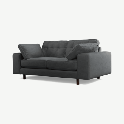 55e5755fdd261a6b635b25a8953f2e7f16e61aecb8f5f19d6b38d12d17233ddb.png An Image of Content by Terence Conran Tobias, 2 Seater Sofa, Dark Grey Recycled Velvet with Dark Wood Legs