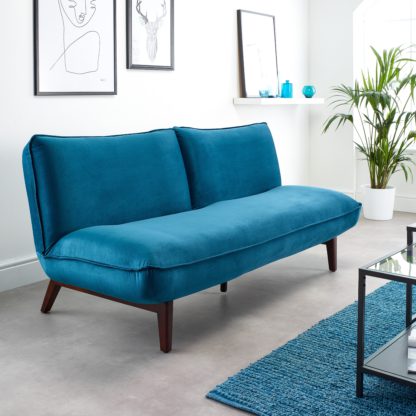 5cb795de946f0947c1f0e0bdb770f0659512da3b95d3a3d4af4cb6a0ab569802.jpg An Image of Audrey Sofabed Velvet Teal Teal (Blue)