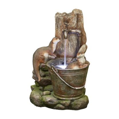6398c03e41af123c91da95aa90bd2a18454a78b009dcba14ada424aef6abd37c.jpg An Image of Stylish Fountain Playful Otters Water Feature with LEDs