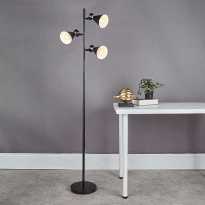 737eb25c20219c11eeb441b1eb1c3866c56cd26bc526e7c41c847aaa626493ea.jpg An Image of Balham 3 Light Floor Lamp - Black & Brass