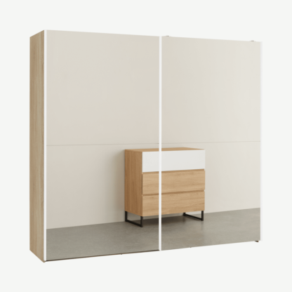 8265bcefdf0eca221e00672186761424fd5aebbf42b0480221ca0054f3bdecfb.png An Image of Elso Sliding Wardrobe 240cm, Oak Frame with Mirror Doors