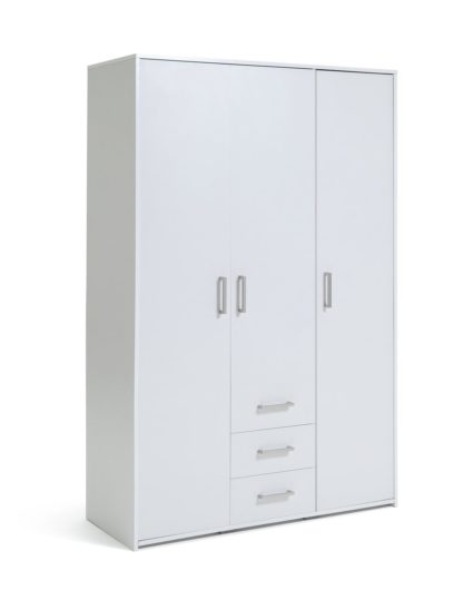 85600e5b56158405cd08b4aec0ab3930e7a62424d62e709f90c058f0d070ac85.jpg An Image of Argos Home Oslo 3 Door 3 Drawer Wardrobe - White