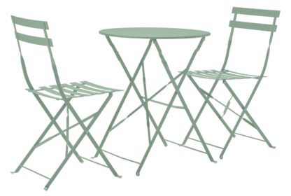 9191b5471faed1b019f789c8209c5cc9ddd7e76b3f7a49066b2670406cdd5dbe.jpg An Image of Argos Home Eve Folding 2 Seater Metal Bistro Set - Sage