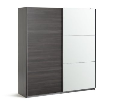 9384723c8272c57e5e252a1c0c87ffc73e658cfa33eb52706193ef22114c1d7e.jpg An Image of Habitat Holsted 2 Door Mirror Sliding Wardrobe - Black Brown