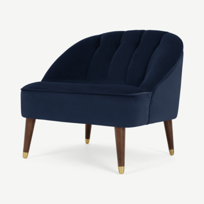 a1183c31be70f5ce334bf67182bc54367629c208df12a4ac704b93169fc1629c.png An Image of Margot Accent Armchair, Navy Blue Recycled Velvet