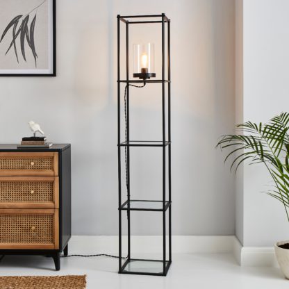 cd73889ca5218c78436c38728f86e3743bf801143b1229f1f5ae1e658061428f.jpg An Image of Claude Shelved Floor Lamp Black