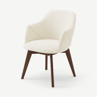 d7f05ab11c179f329c9cbd99f6f59acb16985a96321d87b23043e9cd07109b2d.png An Image of Lule Office Chair, Whitewash Boucle with Walnut Legs