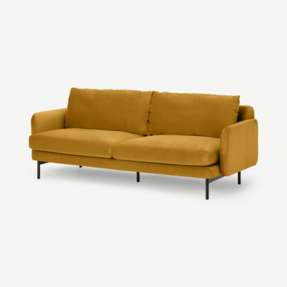 dd18676bafdd5824884e1b3f698ea37e9b52c1aa7311267e560300742a79261d.png An Image of Miro 3 Seater Sofa, Vintage Ochre Recycled Velvet