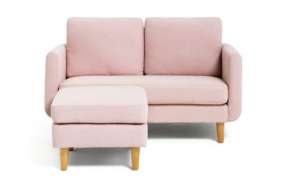 e25f13a4b667aca30cf3244386cd8879d6317fff1d0f45365bc1e8683e1651b8.jpg An Image of Habitat Remi 2 Seater Fabric Chaise in a Box - Pink