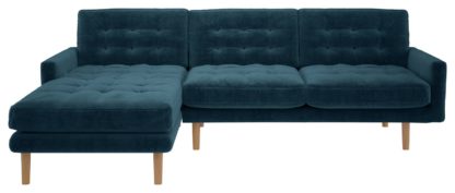 e8a351b3d9a0b078cb1b18e6454797bbd135c151557d684c937edc9d97a5e66e.jpg An Image of Habitat Fenner Left Corner Velvet Chaise - Ink Blue