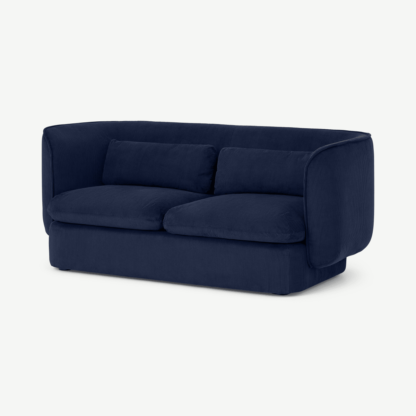 f53c561c02efedd07cbf5a46fb374886859a48697c28cb8aad5a11607e099290.png An Image of Maliri 2 Seater Sofa, Navy Corduroy Velvet