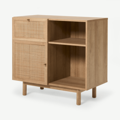 fb1f209695c4f855c1ef1279f93bdeffeb670ff227652bfd6b4f48c9309e5a78.png An Image of Pavia Office Storage Cabinet, Natural Rattan & Oak Effect