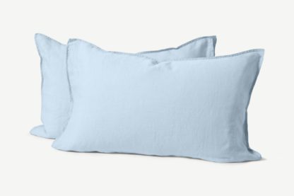 fb36314ee04767dec0dba0c6bd5db5f6a241dd123f2451ff3f9ae68f55e25ad2.jpg An Image of Brisa 100% Linen Set of 2 Pillowcases, Sky Blue