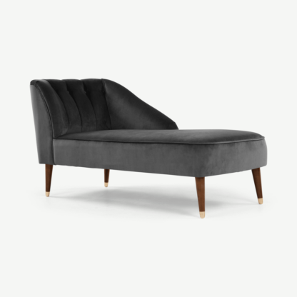 fd5d726ee013c0c0d94ad1c1d6b4c7f5dadcbb49b0d051c563ac04b6429bcc02.png An Image of Margot Right Hand Facing Chaise Longue, Dark Grey Recycled Velvet