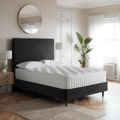 1dfdb6e7572addb2e325d4d99a817a95d76124d92d3471b1da89847b53fbe743.jpg An Image of Platform Velvet Bed Base Black