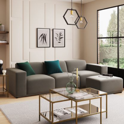 1e614bfdb103e44f37b320d8f5be3e4354f950483225f01e06b3cb3a98b13a5b.jpg An Image of Modular Cruz Grey Velvet Chaise Steeple Grey