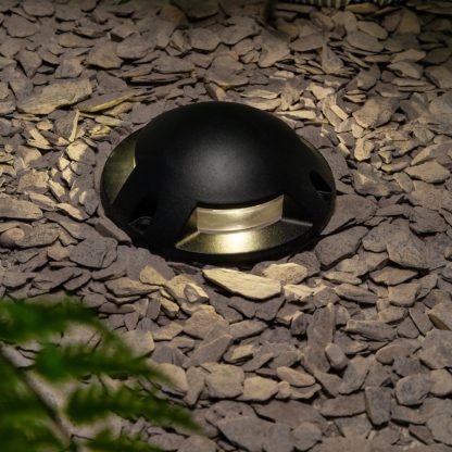 1f7defa95ac51b749280db950c484ed67977fa8284bbac2e8777a81425001f91.jpg An Image of Scout 3 Light Outdoor LED Surface Mount Ground Light (IP67) - Black