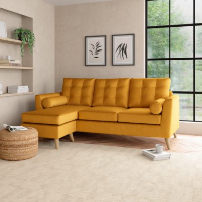 2d5622bb78cbbad5a2445c2f50ac041a43b08505ee7714c8abf275f7af7b8e20.jpg An Image of Lewes Luxury Velvet Large Corner Chaise Luxury Velvet Old Gold