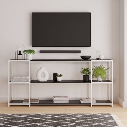 63fc3084712459781f6d0e769ce6f34fd136bfd388b1de18845129154fe2e5fc.jpg An Image of Modular White & Black 3 Shelf Wide Shelving Unit Black and white