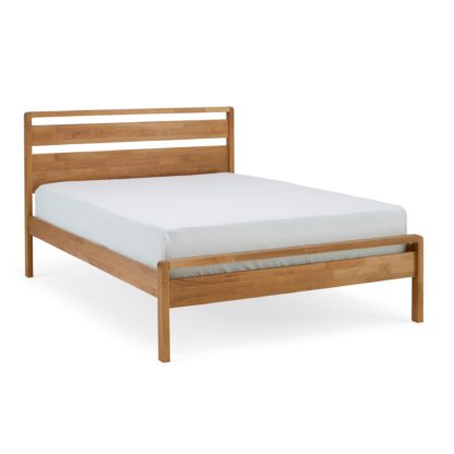 8c072392626e3fdf0013a4ca479ad46cf16a5a6e18fef2abb2927e7a039caf10.jpg An Image of Scandi Mid Century Wooden Bed Frame Mid Oak (Brown)