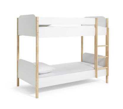 8cdd2ca6f99e452baa9cdeb4f733f53e806ca111a2ebb7423f7aab64f1f1e4ba.jpg An Image of Habitat Nico Bunk Bed Frame with Mattress - White & Pine