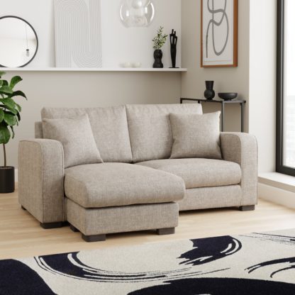 9093ec4c01e2dd33e028dde10a81a75a338e3ce907c2d9c7f24c30a9c13e0ba5.jpg An Image of Carson Small Chunky Chenille Corner Chaise Mushroom