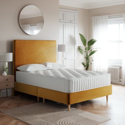 95fb2cc26b335761a74958aeeeea222e6d3dc0a8634d9bdc5f74504a3cc5e43d.jpg An Image of Platform Velvet Bed Base Black