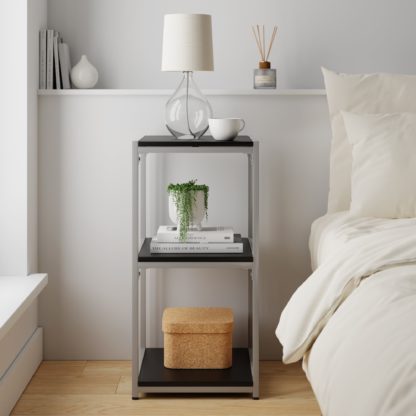 aa0f9f5efbf1c467a5af958982b057232d7ca136376791a1320d818db8b72be5.jpg An Image of Modular Silver & Black 3 Shelf Small Shelving Unit MultiColoured