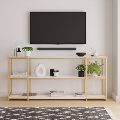 b6d16412a400dacafa50bc9af4cc867d9d84e6baa6645a1ca8133262ca94a6dc.jpg An Image of Modular Gold & White 3 Shelf Wide Shelving Unit MultiColoured