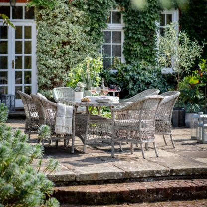 b808400fb0f06446bff1e4514dc280f07a1d3d08351c58ee128dffbd10f4b2da.jpg An Image of Corte 6 Seater Oval Dining Set Grey
