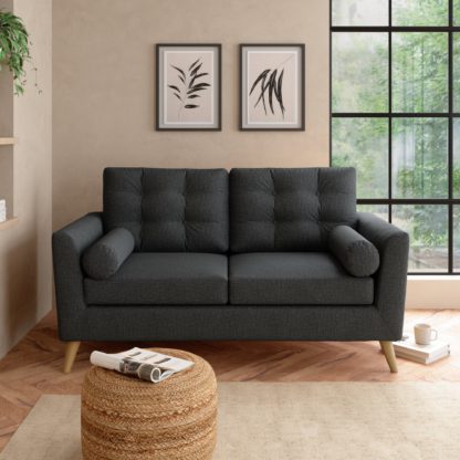 ce59eeb253723129527263a94f5c3a5dea5a8c3b9b1d29ec8486a43f29375fe6.jpg An Image of Lewes Slub Cotton Blend 3 Seater Sofa Slub Cotton Blend Black