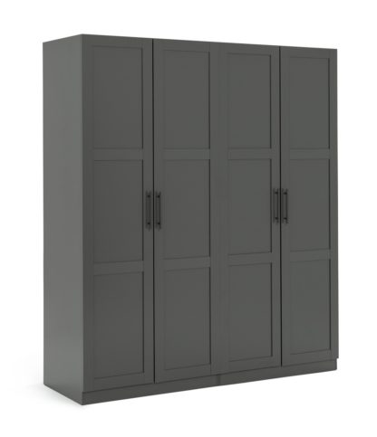 ddb00bf2fb8b1d4bc74b074883b9896239cbb53e7d0688344e55e32212ed6c5f.jpg An Image of Habitat Munich Panelled 4 Door Wardrobe - Anthracite