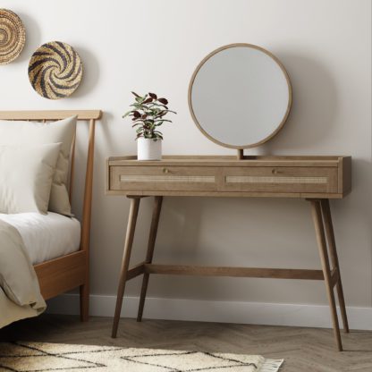 e2970d4e16d8a89feb56b8c0ec03a43ea16f64b0763e56ce677b6ce5ea9e8167.jpg An Image of Indi Dressing Table Wood (Brown)