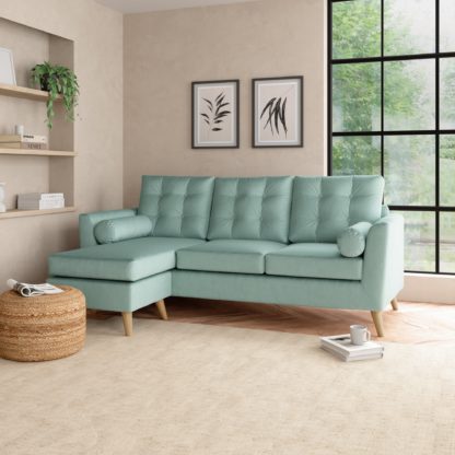 e3cee42bbe471f0d2e76a4bba8c3d792dc38cf224fb9ef1b28ba4f7446a7346a.jpg An Image of Lewes Luxury Velvet Large Corner Chaise Luxury Velvet Old Gold
