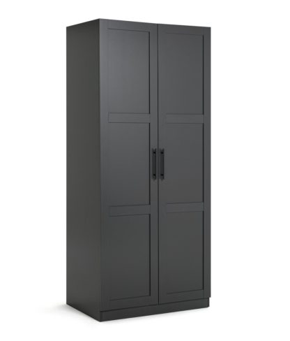 ec332434c3957f9e6aad5345982c06aebaf87f086cc5bbc17840b4df079bd2f6.jpg An Image of Habitat Munich Panelled 2 Door Wardrobe - Anthracite