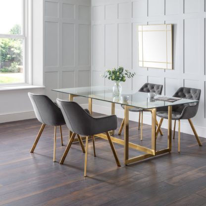 0fd624f6bc1a640b3048c8b8f2c83841254e8c1b32a017533adce9fa584bf667.jpg An Image of Minori Rectangular Glass Set with 4 Lorenzo Chairs Blue