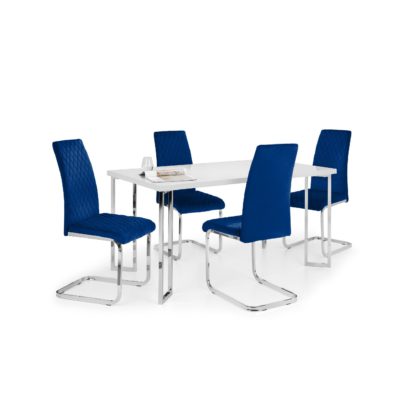 6420acbef4c93edd61f0167d5cbaacc5ce8d4f868a8717a8016ce7caefdd15a9.jpg An Image of Manhattan Rectangular Dining Set with 4 Calabria Chairs Blue