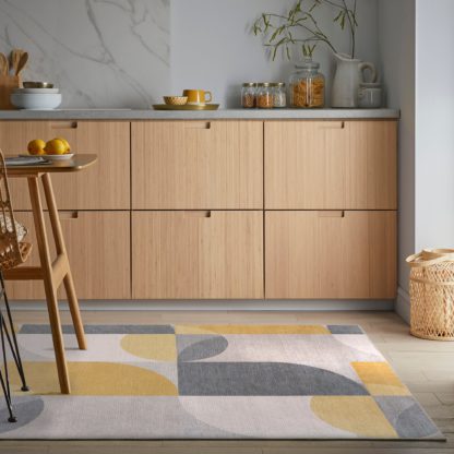 a43f979aa2037c2aa3713806796f227ba2b8c0ba795258f1e95b05618f92d6f3.jpg An Image of PractiRug Bergen Geo Washable Rug Ochre