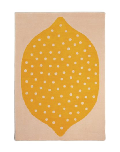 e9bb3c7b464ce288027147de66c87108baae9d0c56a97d30a40a145c435bab71.jpg An Image of Habitat Lemon Cut Pile Wool Rug - 140x200cm - Yellow